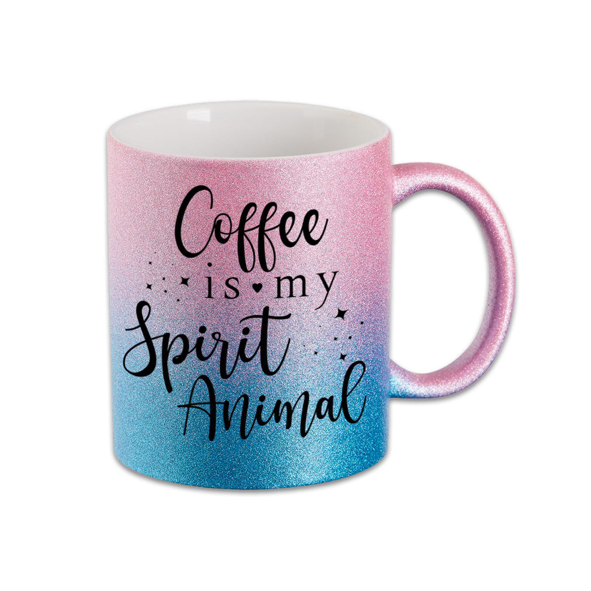 Glitzer Tasse - Coffee is my Spirit Animal -