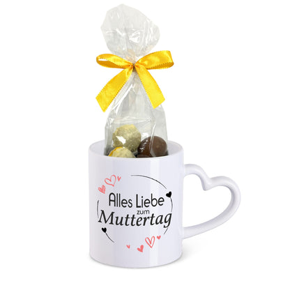 Tasse zum Muttertag - Alle Liebe zum Muttertag - mit Pralinen