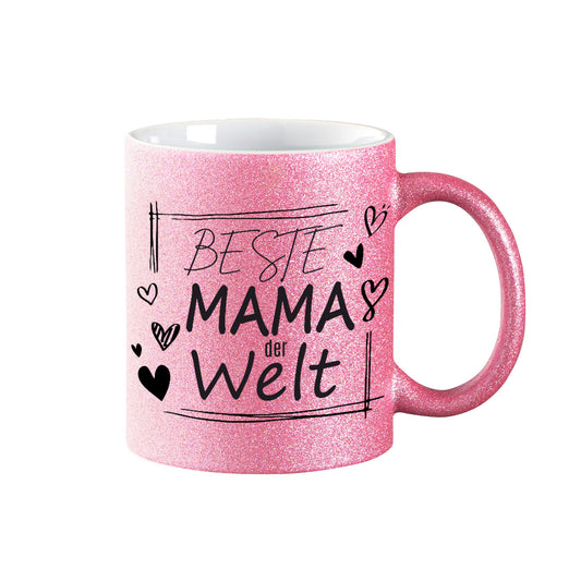 Glitzer Tasse zum Muttertag - Beste Mama der Welt -