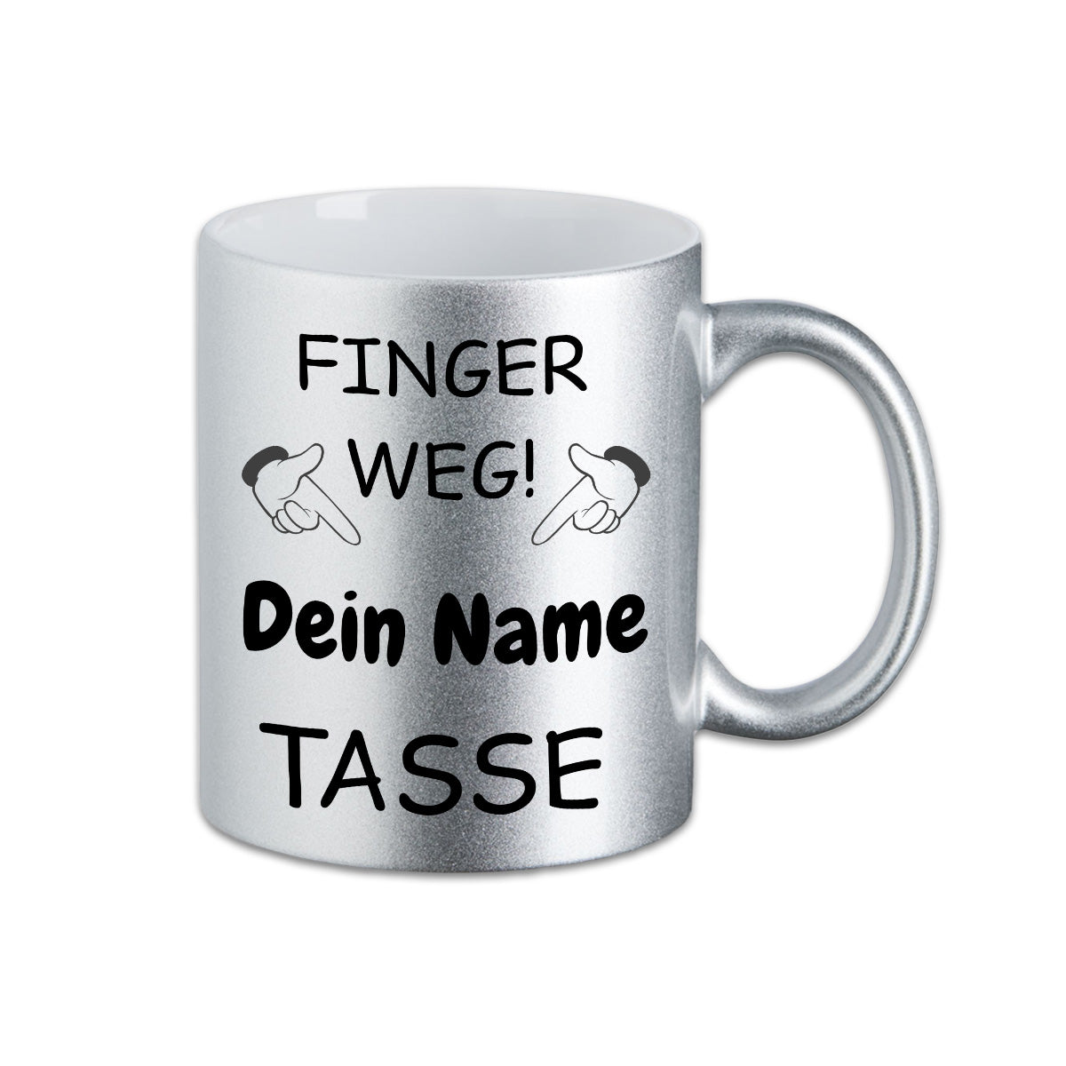 Glitzer Tasse mit deinem Namen - Finger Weg -