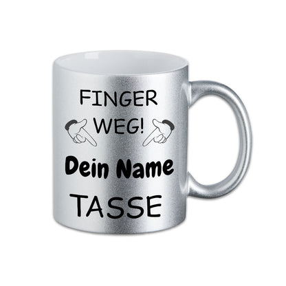 Glitzer Tasse mit deinem Namen - Finger Weg -