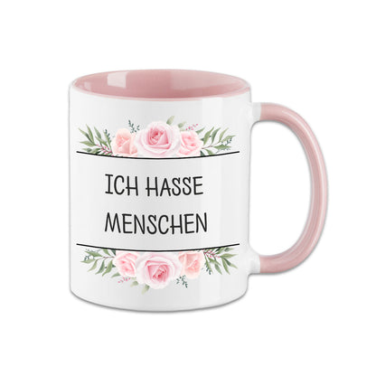 Tasse - Ich hasse Menschen - Blumen