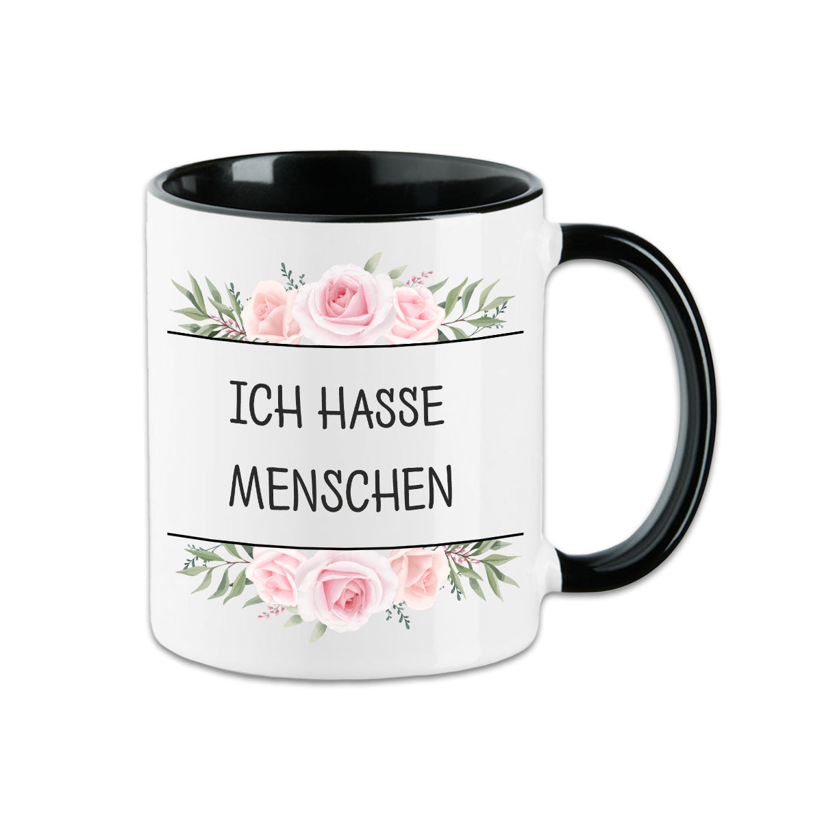 Tasse - Ich hasse Menschen - Blumen