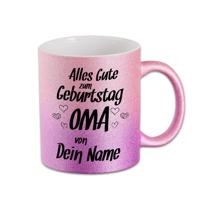 Glitzer Tasse - Alles Gute zum Geburtstag Oma -