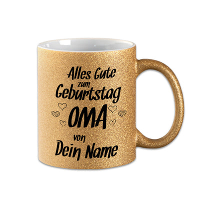 Glitzer Tasse - Alles Gute zum Geburtstag Oma -